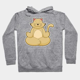 Cat at Yoga Stretching exercise in Cross legged Hoodie